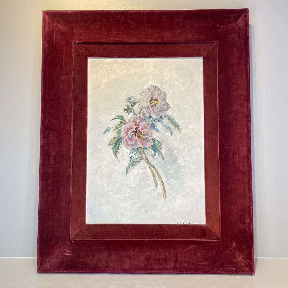 ANTIQUE Fine Art Original Oil Painting Signed by V.C. Hoyt in Antique Velvet Fra - Picture 3 of 9